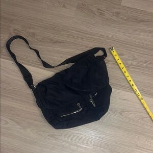 Black Crossbody Bag with Zipper Details
